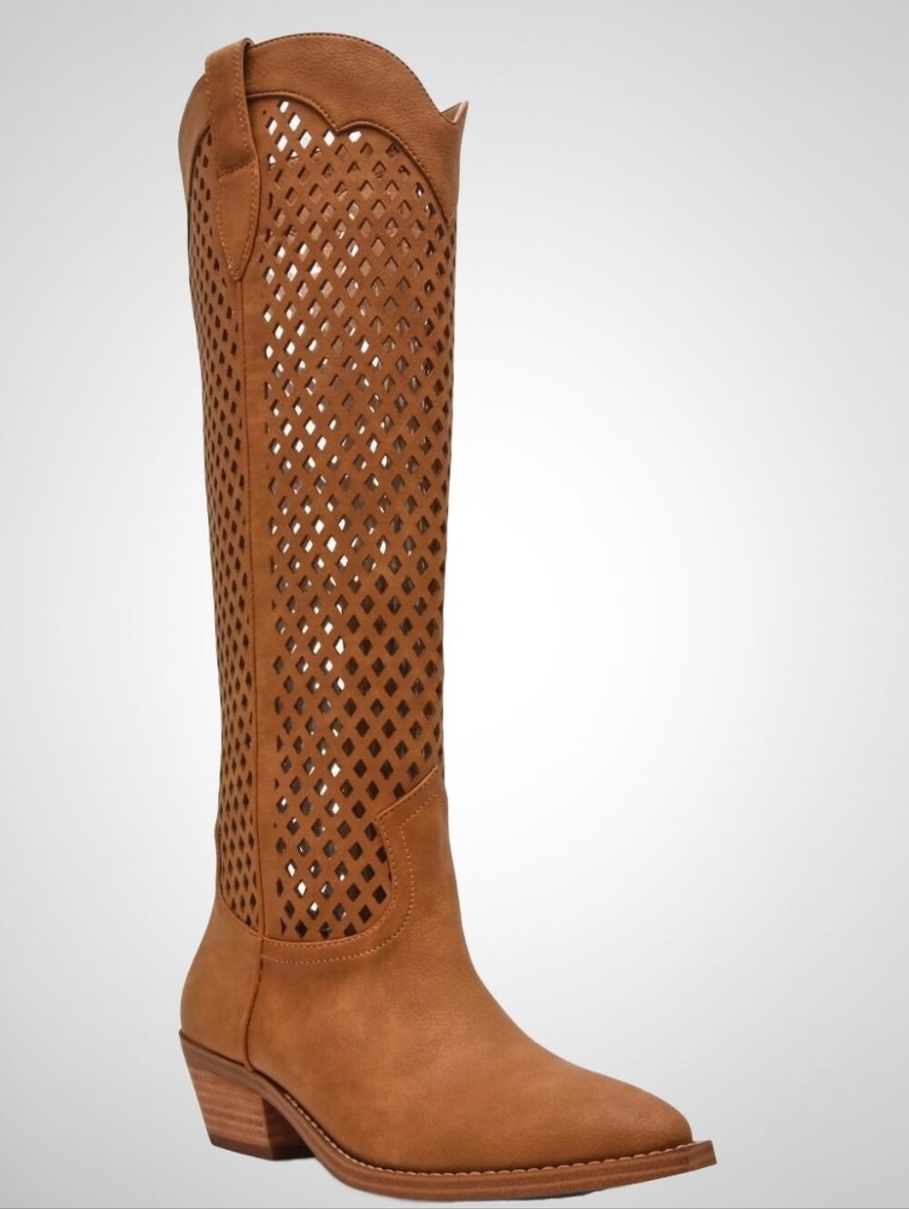 👢 DV by Dolce Vita Kaidence Tan Laser Cut Western Knee High Boots Size 8.5